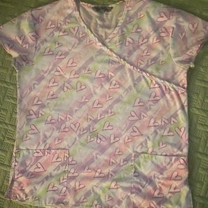 Heart printed scrub top